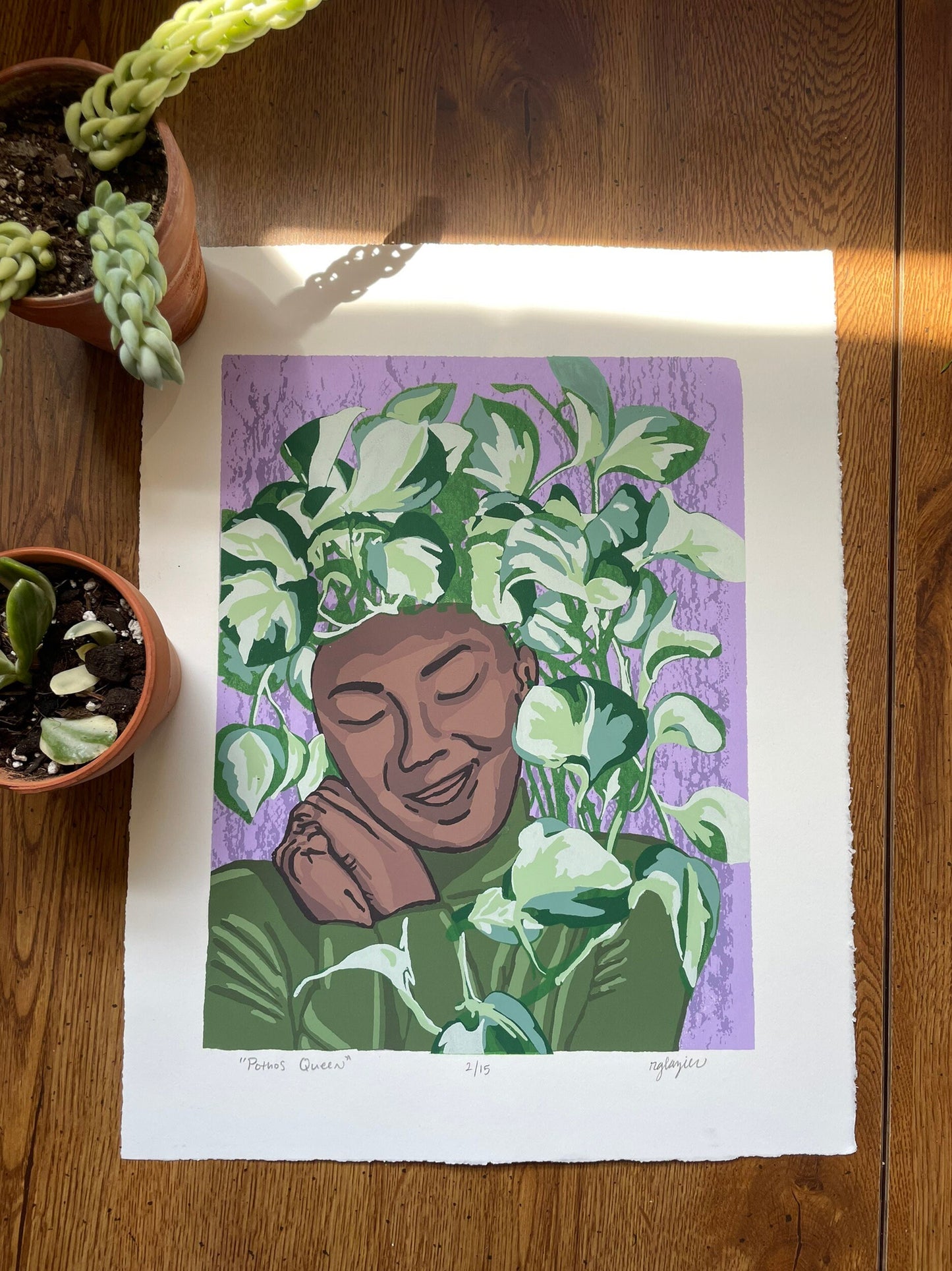 Pothos Queen| Handprinted Fine Art | Original Limited Edition Hand-pulled Screen print by R. Glazier