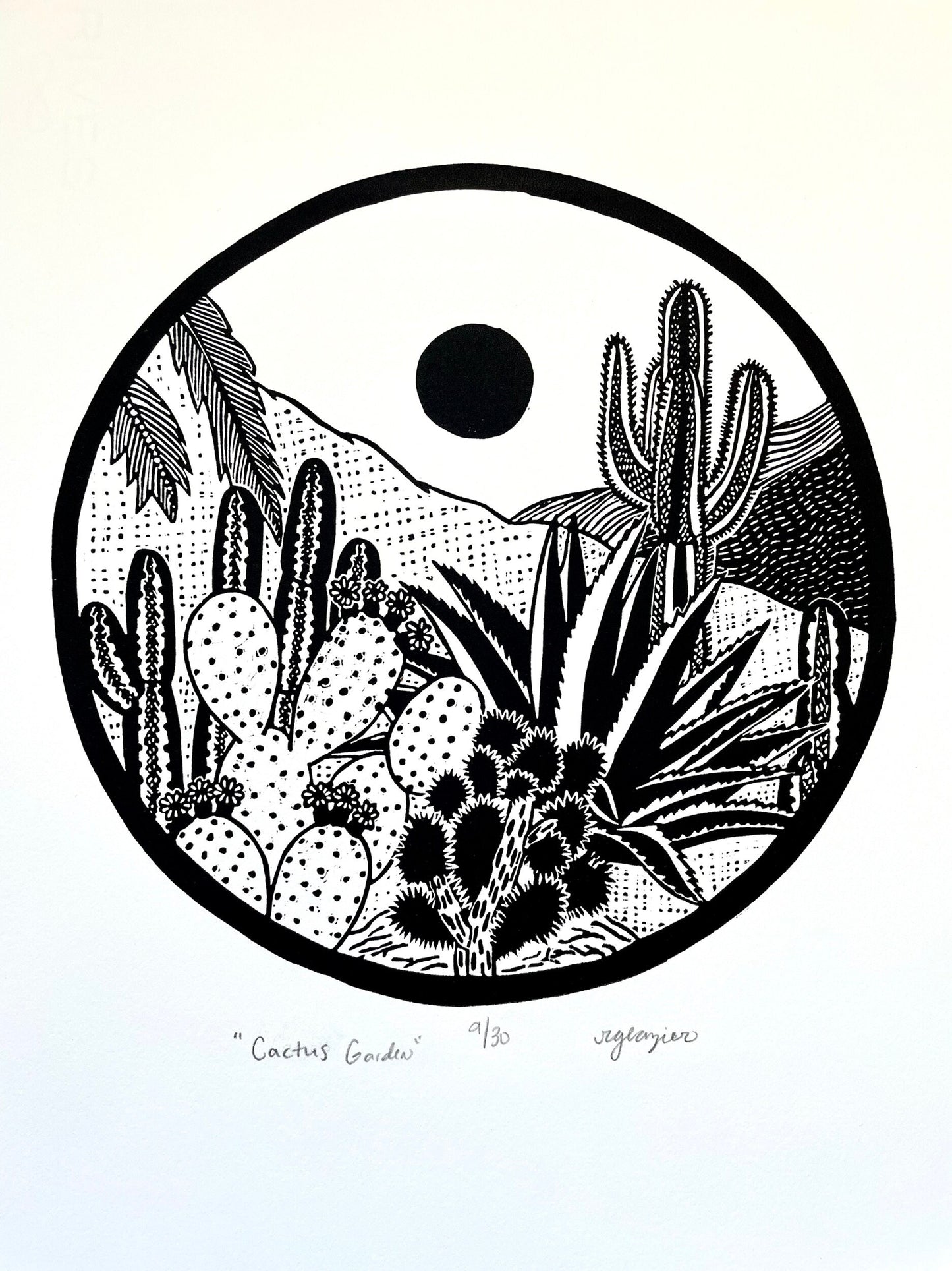"Cactus Garden" 11x14 relief print