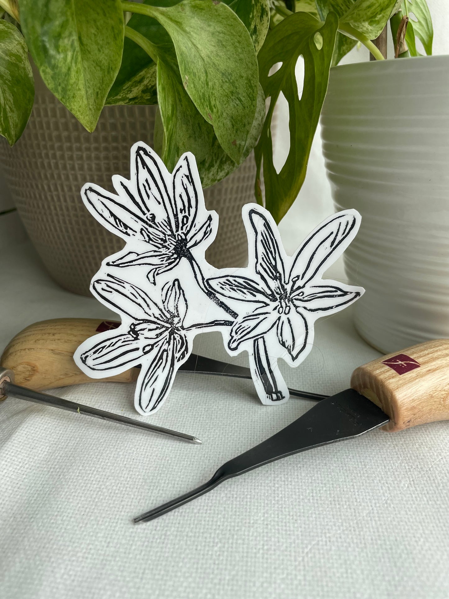 Crowpoison Linocut Sticker waterproof handprinted