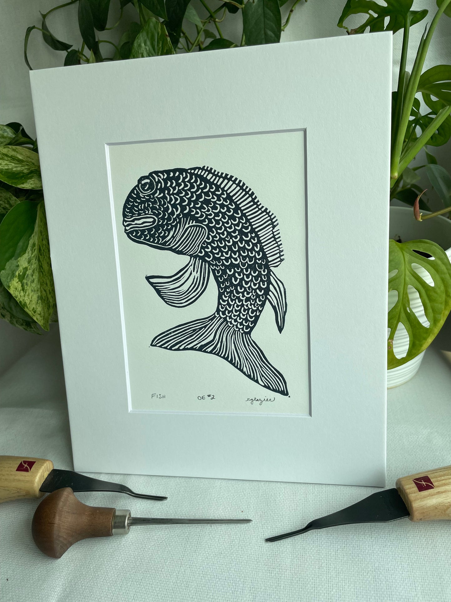 Fish in dark navy