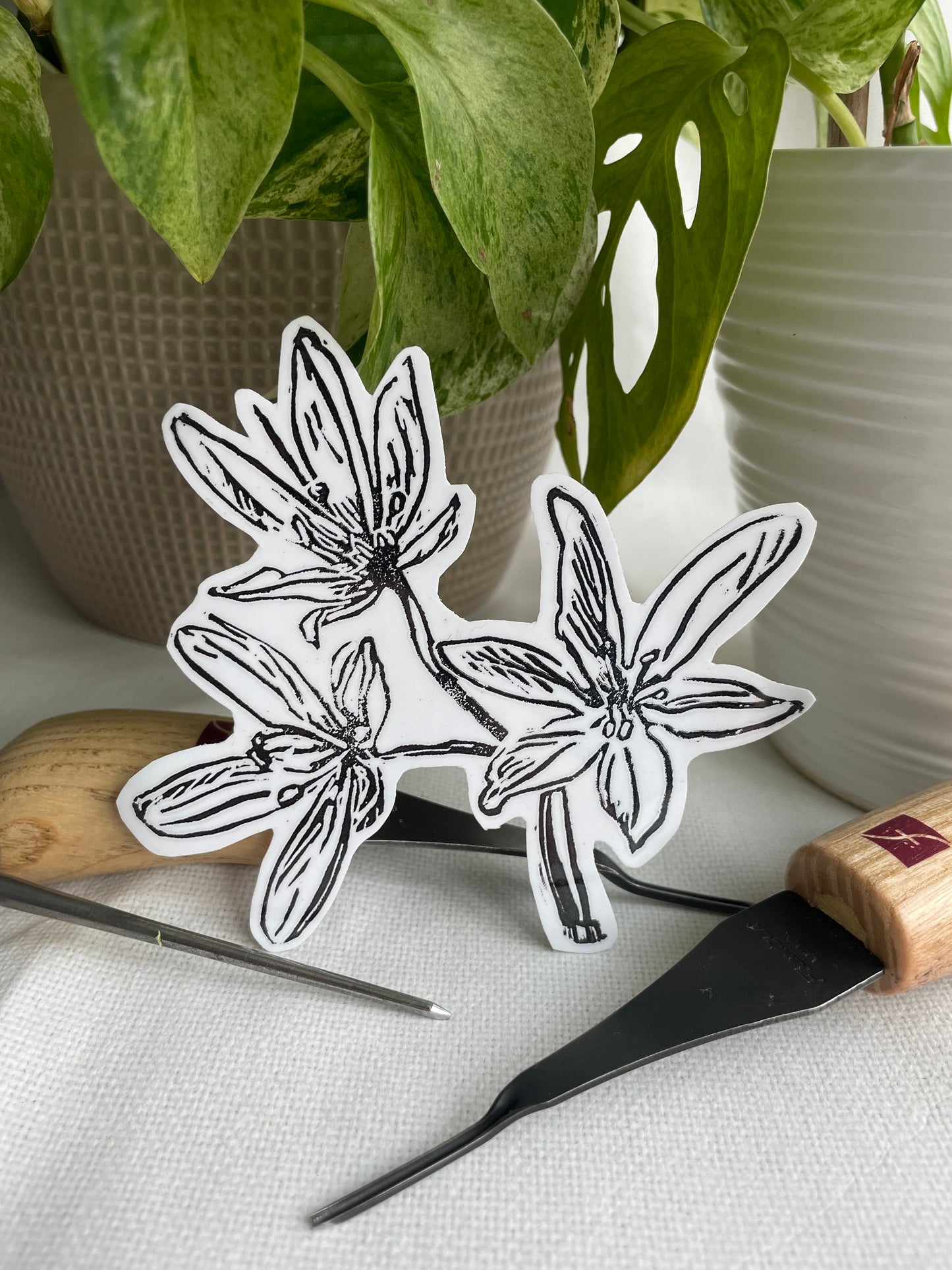 Crowpoison Linocut Sticker waterproof handprinted