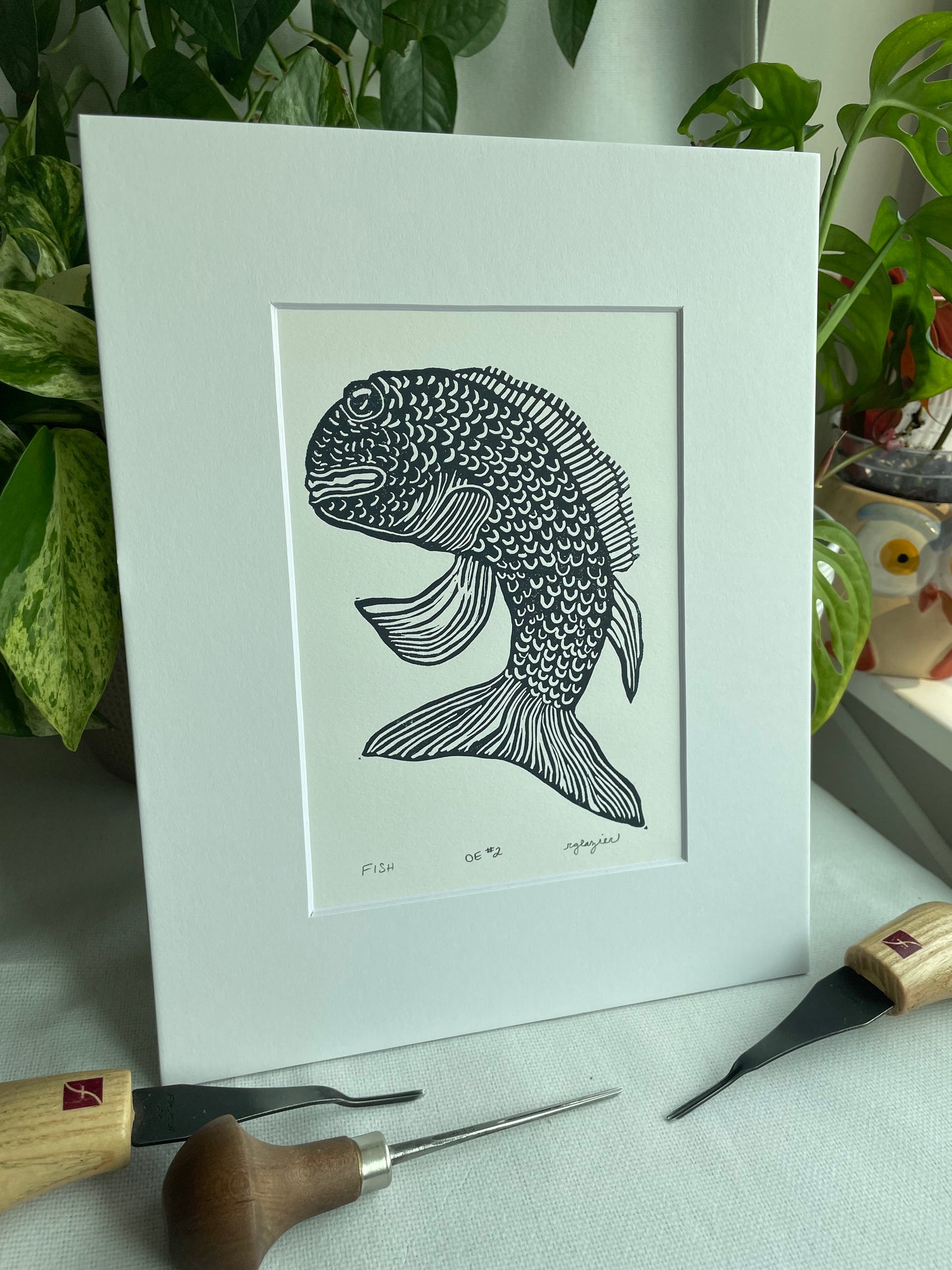 Fish in dark navy