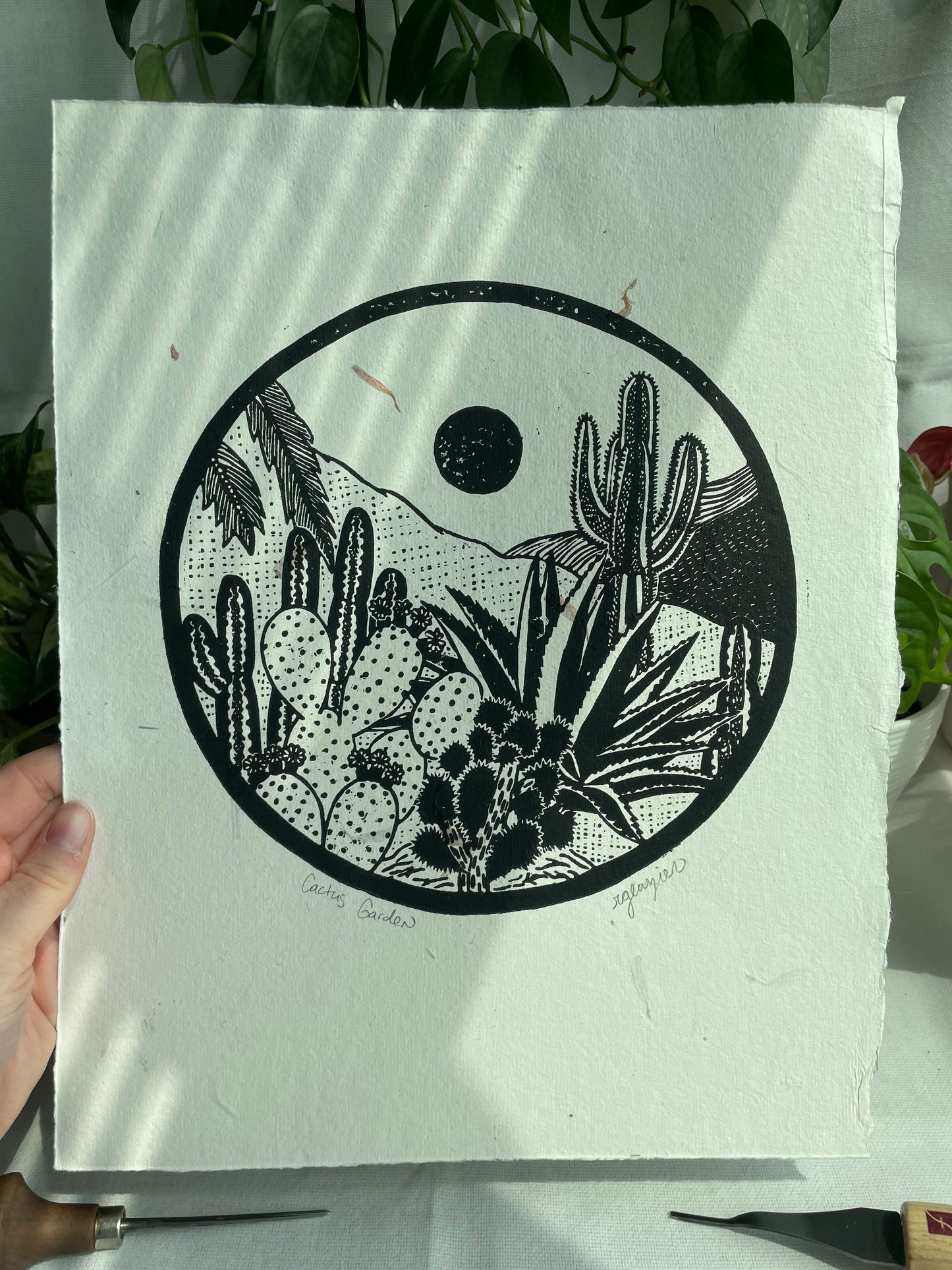 "Cactus Garden" 11x14 relief print