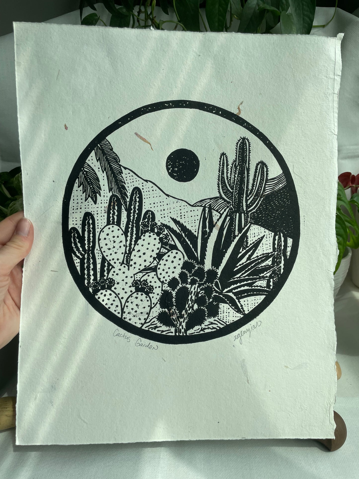 "Cactus Garden" 11x14 relief print