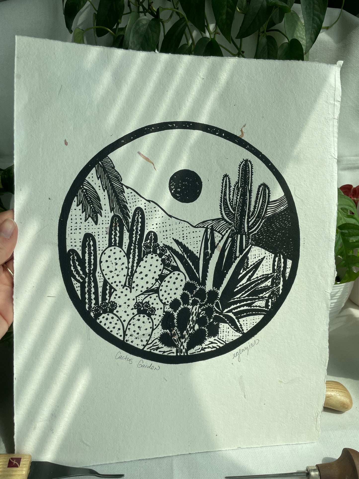 "Cactus Garden" 11x14 relief print