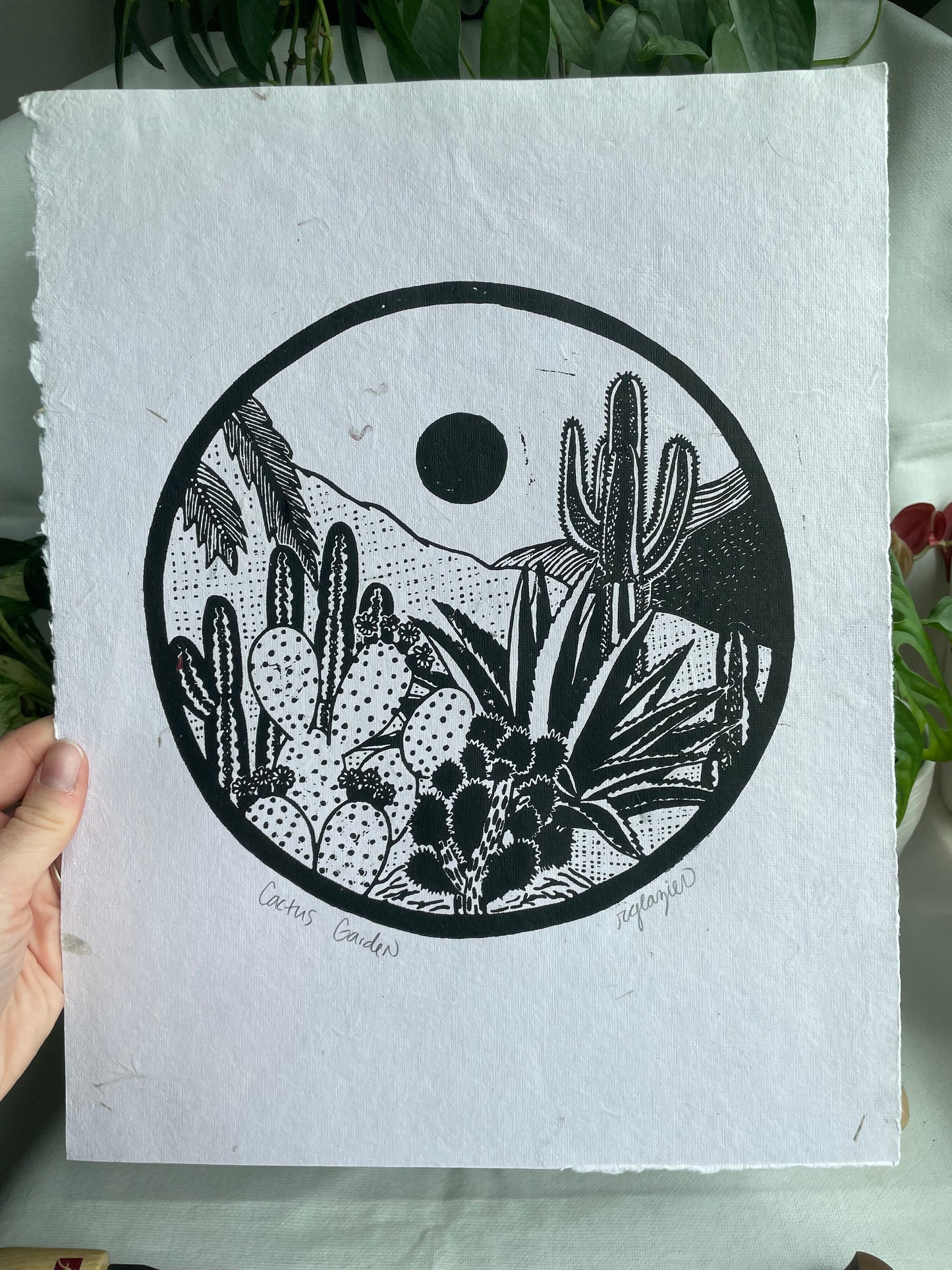 "Cactus Garden" 11x14 relief print