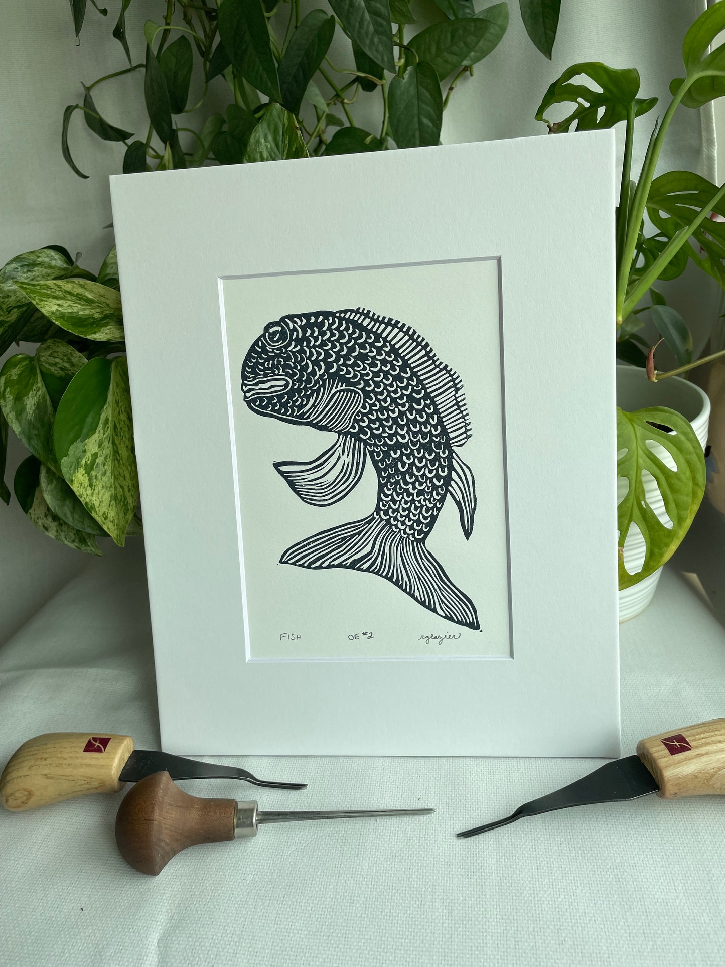 Fish in dark navy